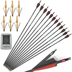Flechas de carbono para arco recurvo con plumas de goma