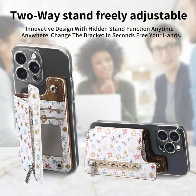 Billetera táctica para tarjetas con soporte plegable móvil PU