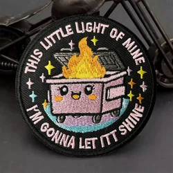 Parche bordado táctico con diseño de incendio en contenedor velcro