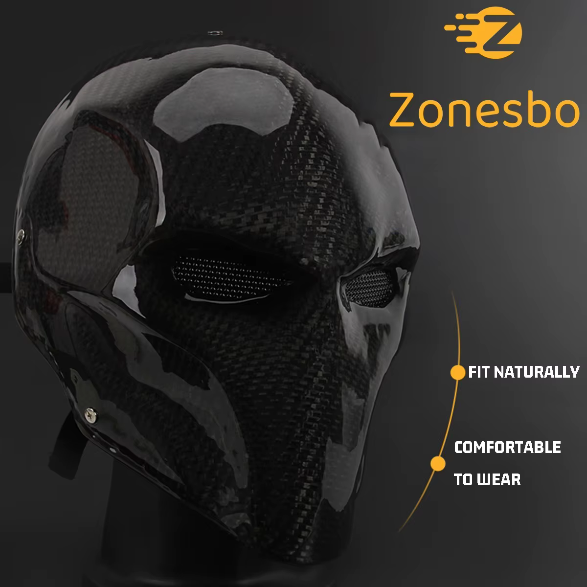 Máscara fibra de carbono Airsoft face cover Deathstroke – Cosplay Halloween - imagen 3