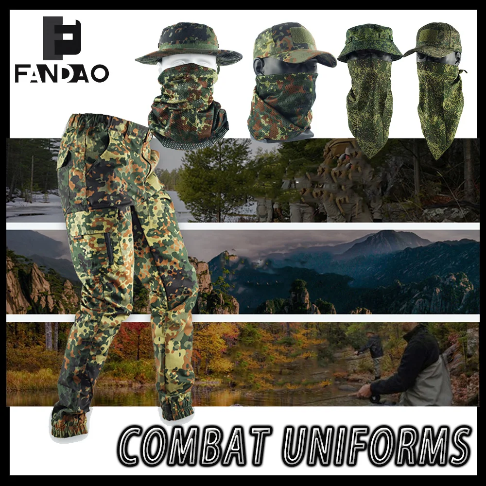 Pantalones tácticos camuflaje ripstop ruso con cordón para hombre
