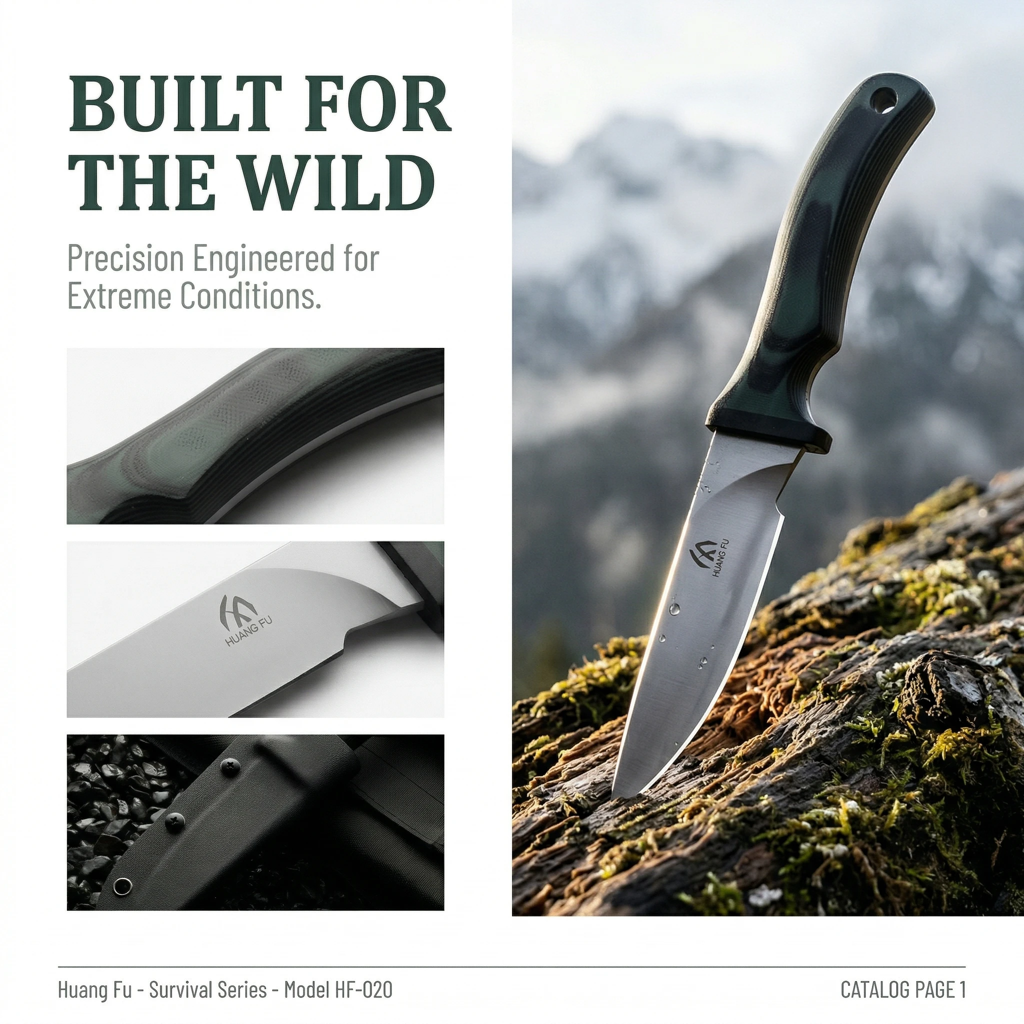 Cuchillo fijo táctico G10 con funda para actividades al aire libre - imagen 3