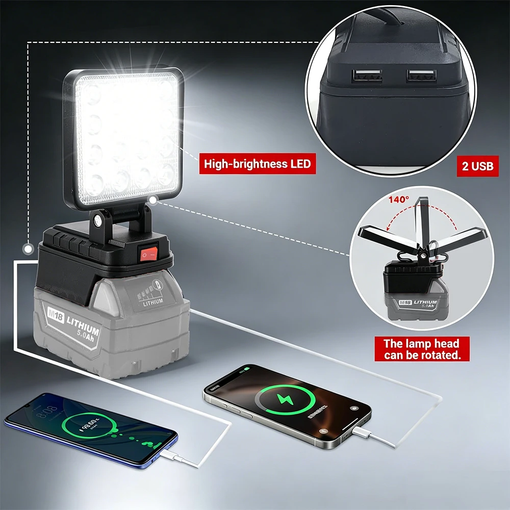 Milwaukee M18 linterna LED foco portátil inalámbrica para exterior - imagen 3