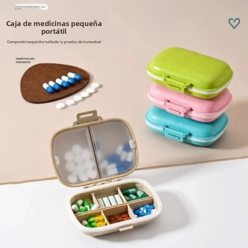 Caja de medicamentos portátil impermeable con compartimentos
