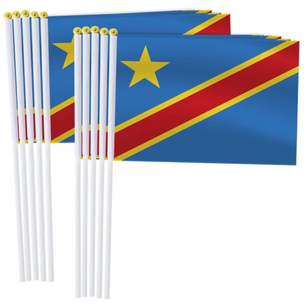 Bandera de la República Democrática del Congo ondulada ondeante a mano - imagen 5