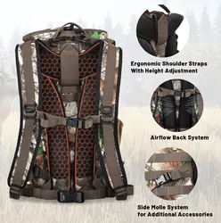 Mochila táctica MOLLE de camuflaje impermeable para caza y airsoft