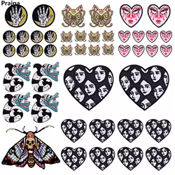 Parche bordado calavera punk gato negro – para jeans o chaleco