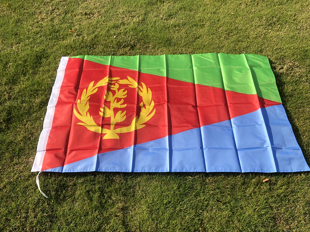 Detalle de costuras y acabado de la bandera eritrea