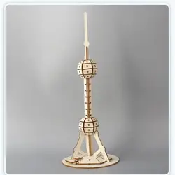 Juego de construcción de madera torre emblemática artesanal infantil