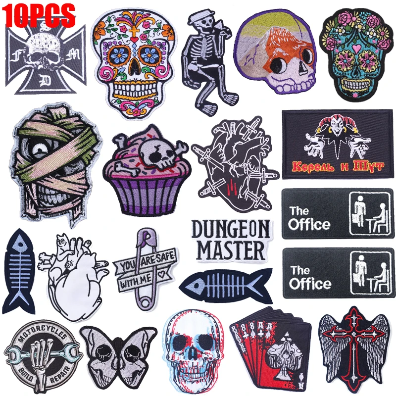 Parches bordados punk: cráneo letras eslogan mariposa/corazón para planchar - imagen 3