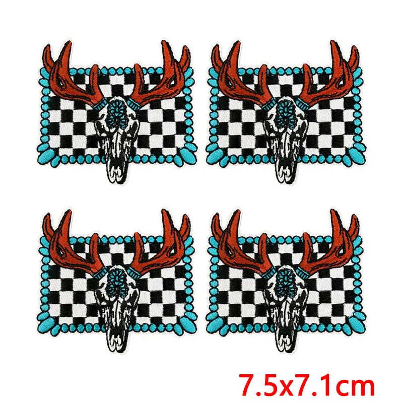 Parche termoadhesivo calavera ajedrez y labios retro occidental - imagen 2