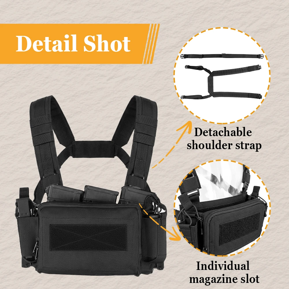 Arnés táctico de pecho ajustable con bolsas para cargadores - imagen 2