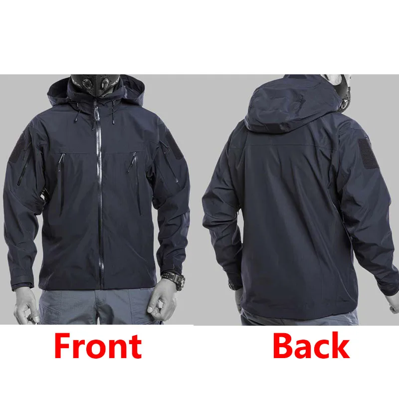 Chaqueta táctica impermeable con capucha cortavientos para senderismo - imagen 3