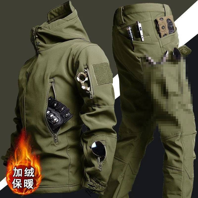 Traje de camuflaje táctico EMR impermeable con capucha y bolsillos - imagen 3