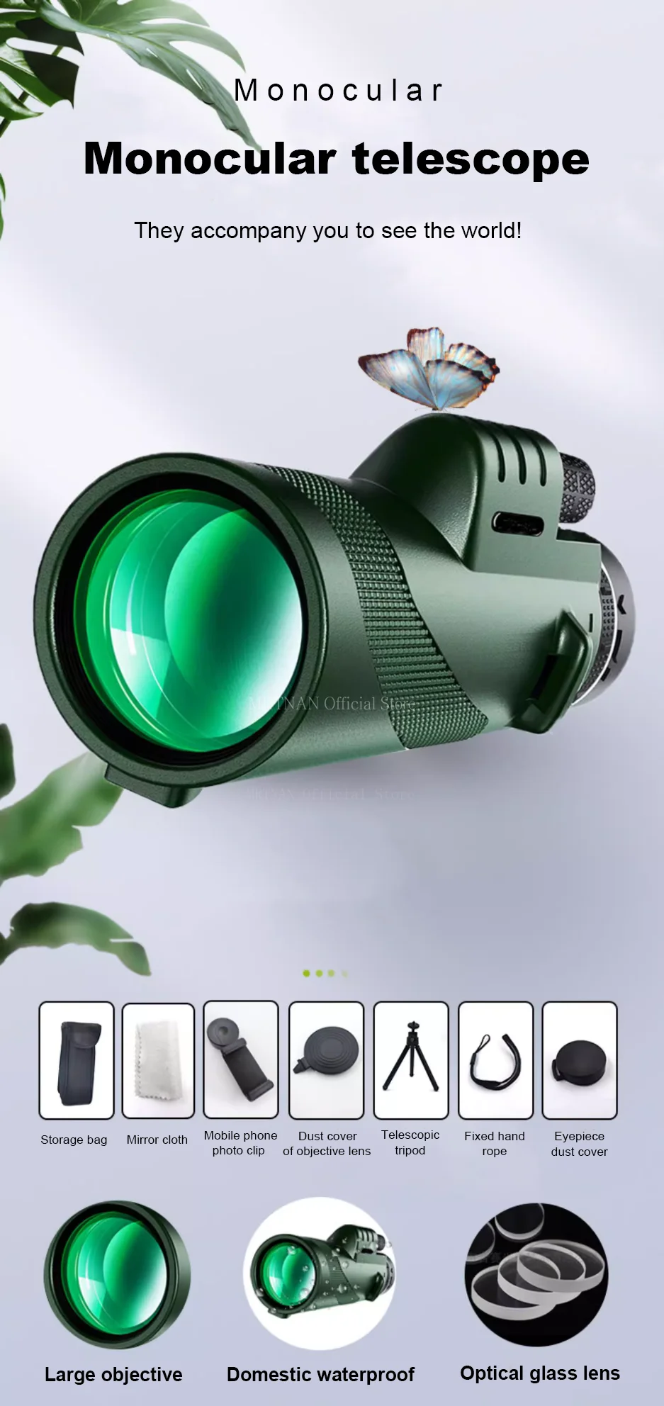 Telescopio monocular 80x100 en uso al aire libre