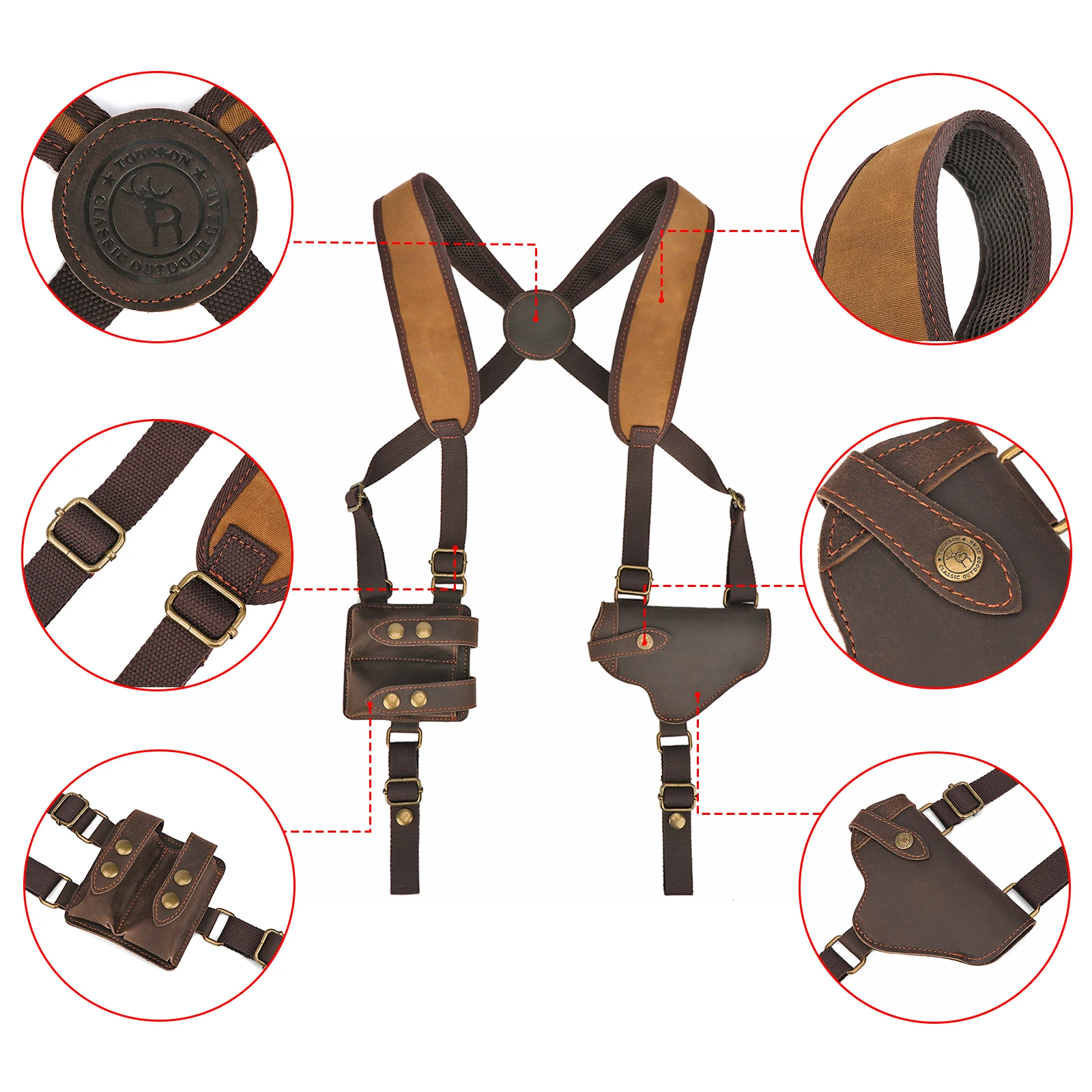 Tourbon Funda táctica hombro pistolera con doble cargador