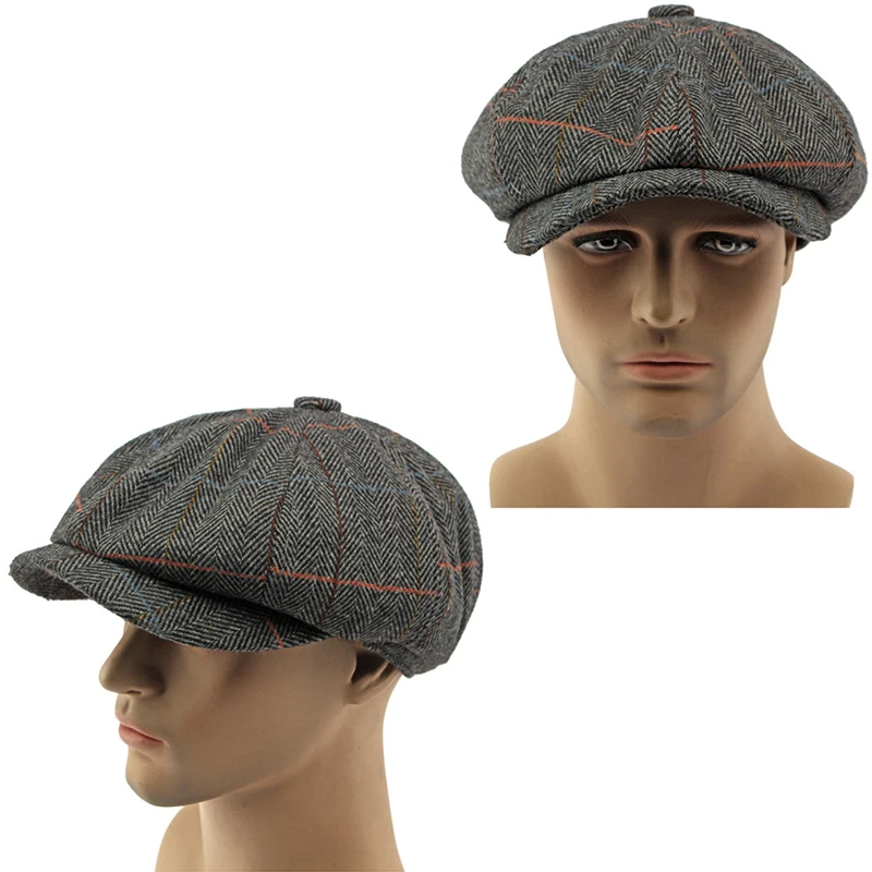Gorra plana tweed de espiga retro octogonal para hombre y mujer - imagen 5
