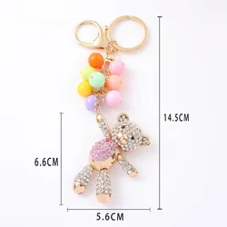 Llavero oso globo con diamantes de imitación para mochila regalo