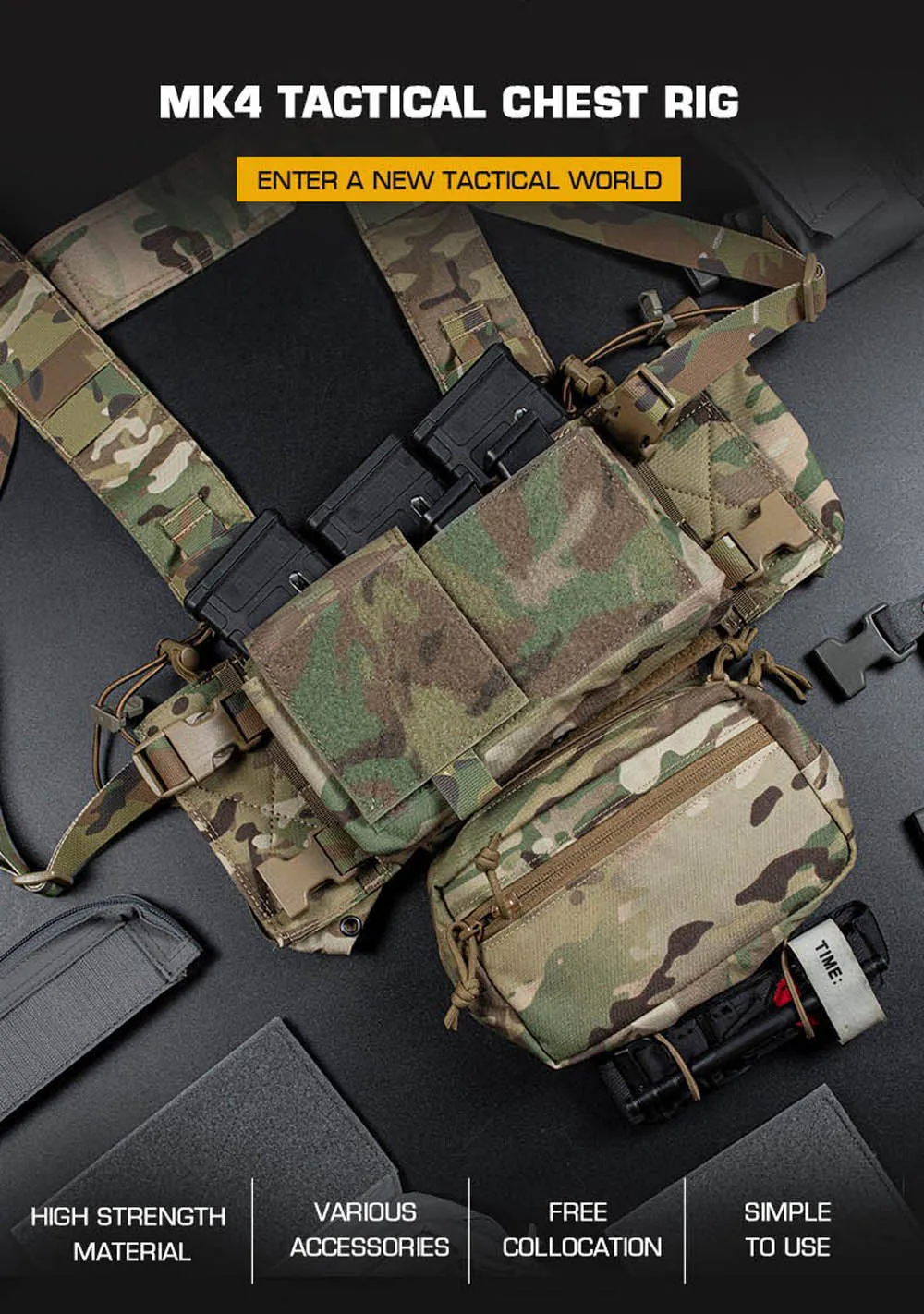 Chaleco táctico Micro MK4 con diseño modular y portacargadores
