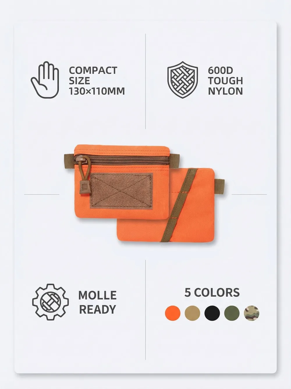 Área MOLLE y zona para parches con velcro