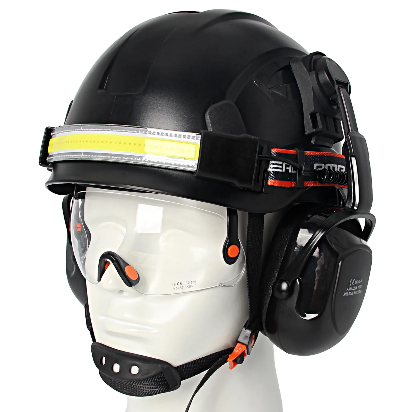 Casco de seguridad CE ABS ligero con orejeras y faro LED, gafas - imagen 2
