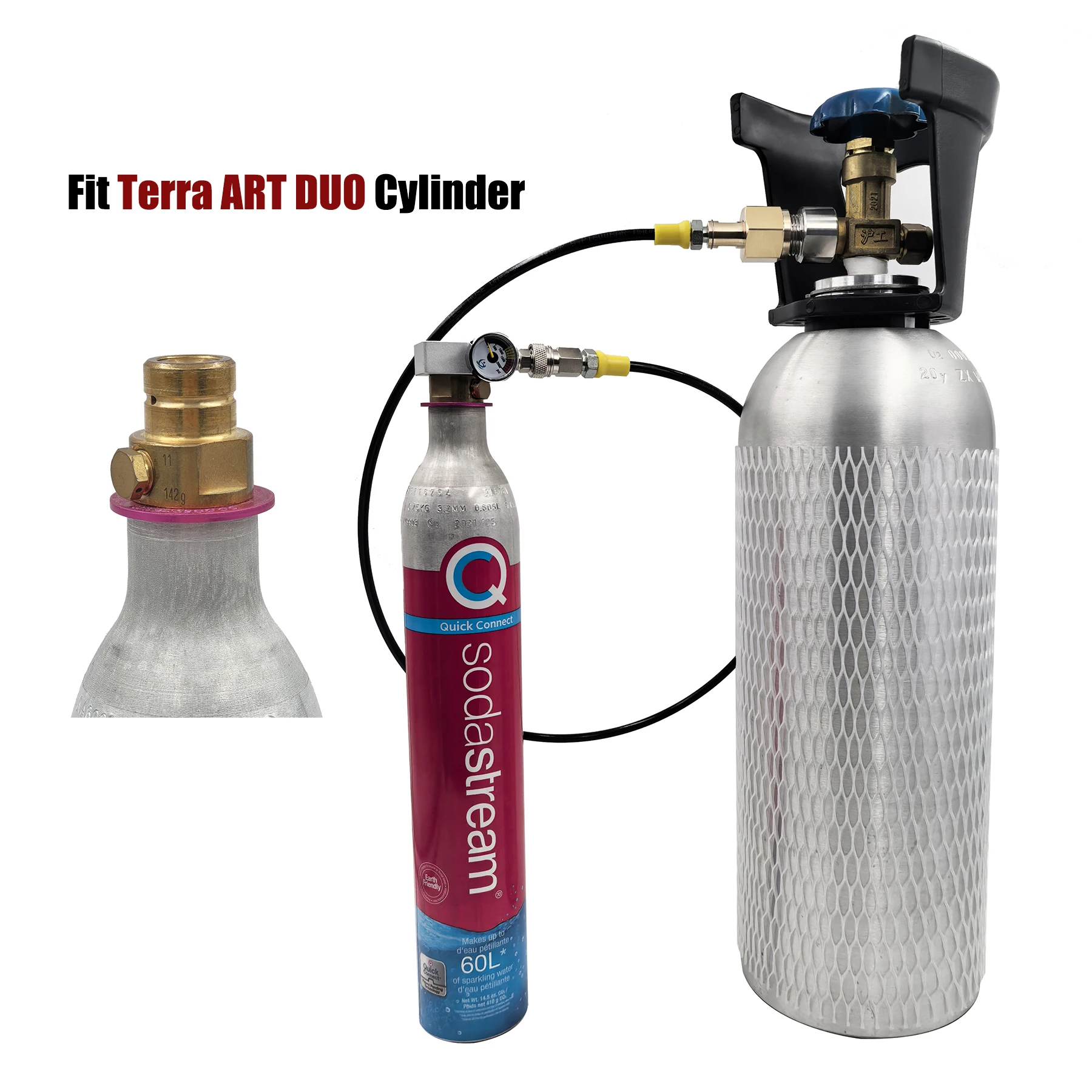 Adaptador llenado cilindro CO2 DUO Terra Gaia con manguera y estación - imagen 4