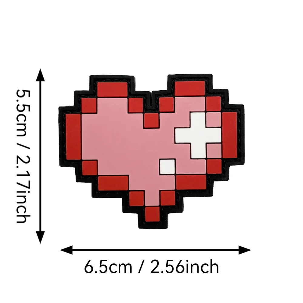 Parche luminoso PVC gancho y bucle corazón retro para uniforme - imagen 2
