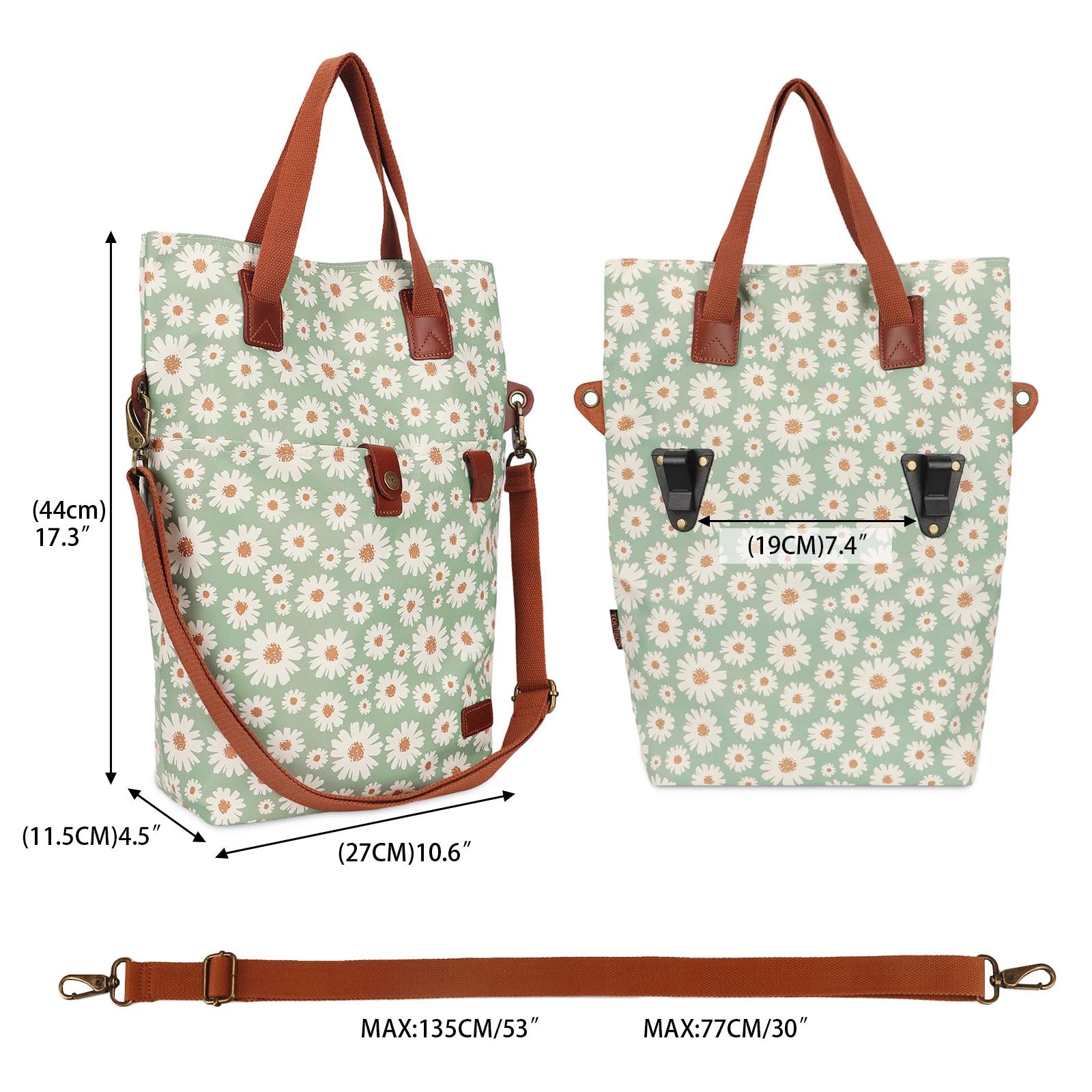 Tourbon Bolsa de Bicicleta nailon convertible bandolera, montaje fácil