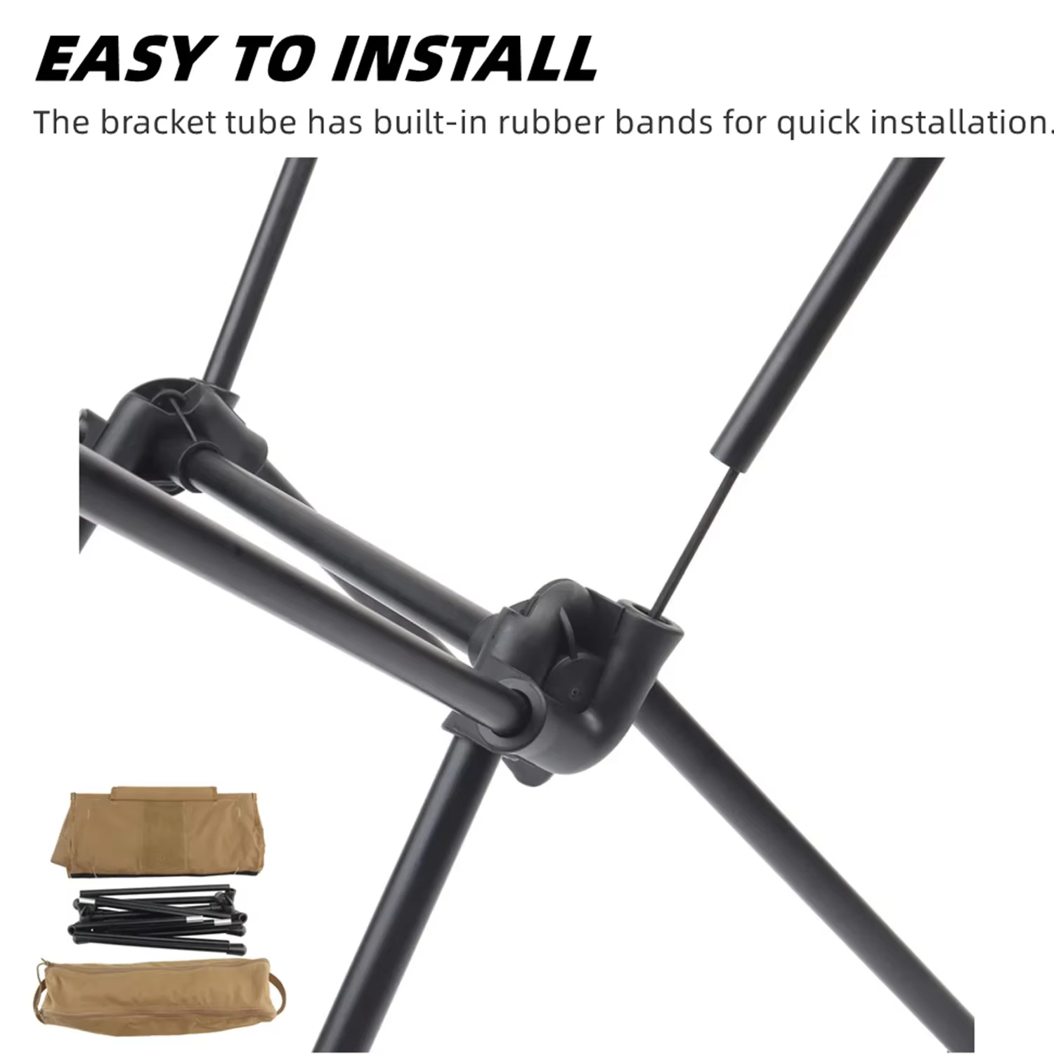 Silla de camping plegable alta con respaldo ergonómico para exterior - imagen 4