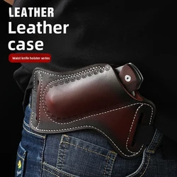 Funda táctica para navaja plegable en cuero vacuno multifunción