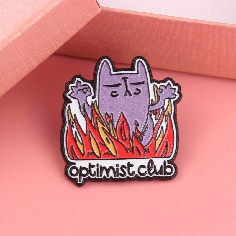 Pin lanzallamas táctico Optimist irónico: gato Zen morado - imagen 4