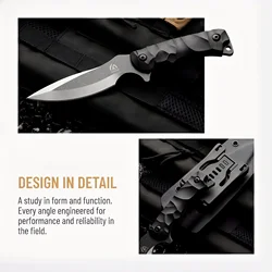 Cuchillo táctico con mango G10 y funda, multiusos aire libre