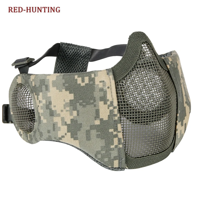 Máscara táctica airsoft media cara acero carbono plegable ligera - imagen 3