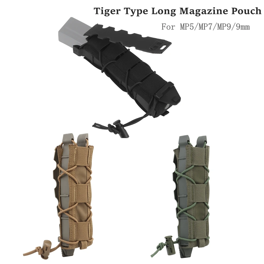 Portacargador Molle Tiger táctico abierto largo para MP5 MP7 MP9