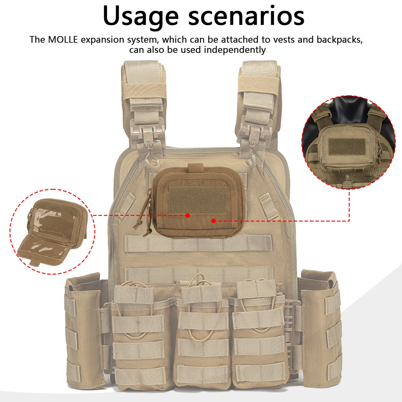Bolsa táctica compacta con goma elástica interior para senderismo - imagen 5