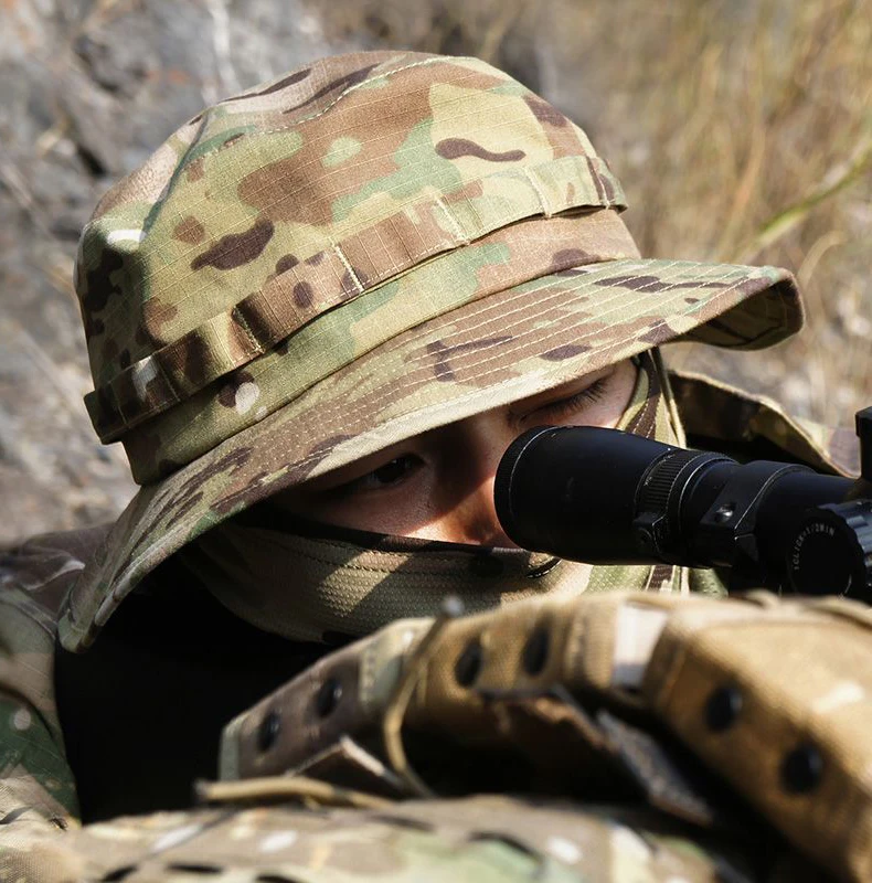 Sombrero boonie camuflado de ala ancha