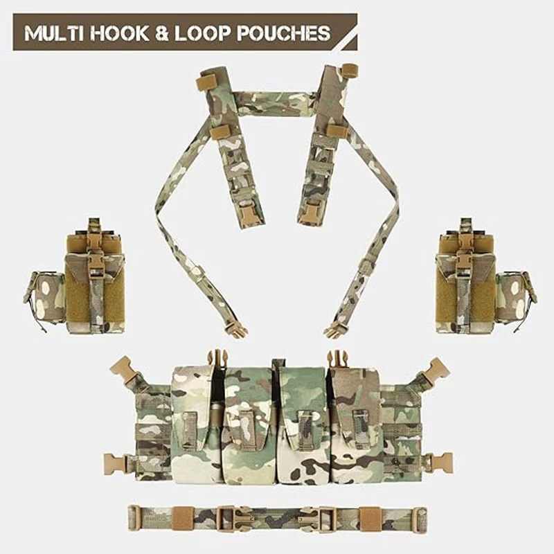 Plataforma de pecho táctica VOTAGOO MOLLE extraíble con bolsas revistas - imagen 3
