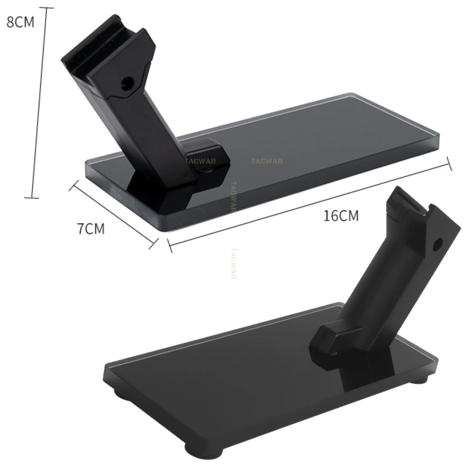Soporte pistola tipo riel Picatinny con base vidrio ABS decorativa - imagen 4