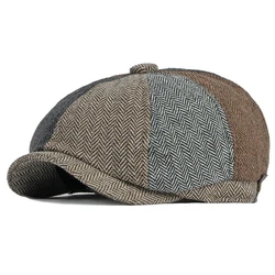 Boina tweed espiga retro informal para hombre primavera y otoño