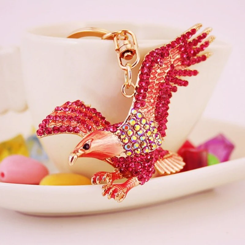 Llavero Táctico Águila con Diamantes de Imitación, Metal Dorado - imagen 2