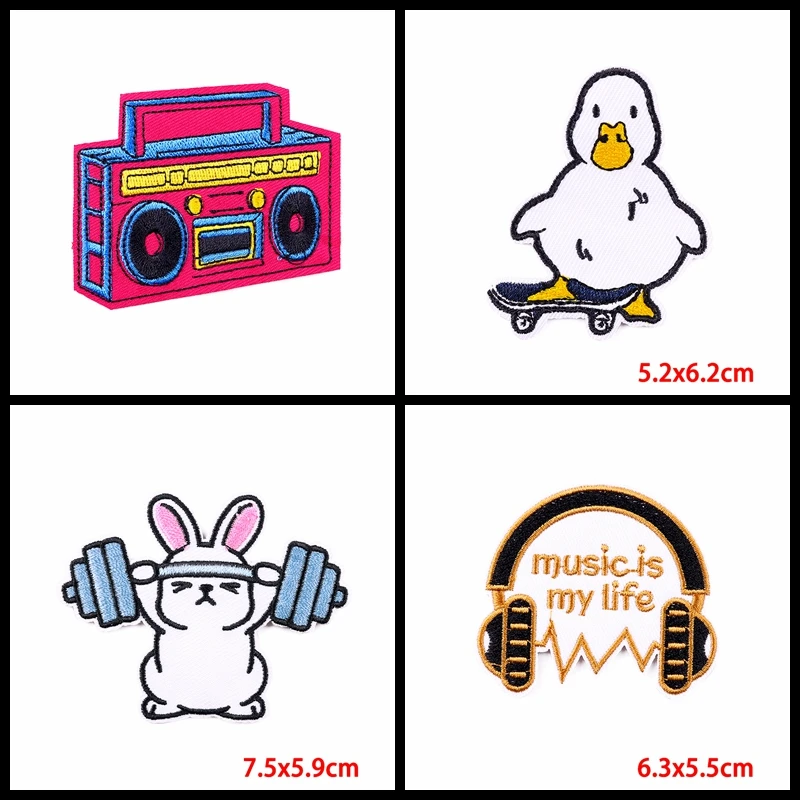 Detalle del bordado de alta calidad del parche hippie Radio Rock