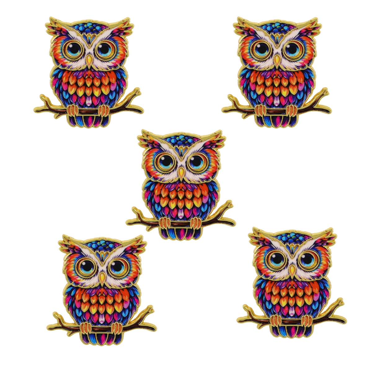Set 5 pins solapa búho esmaltados – Insignias metálicas bordado dibujos animados - imagen 4