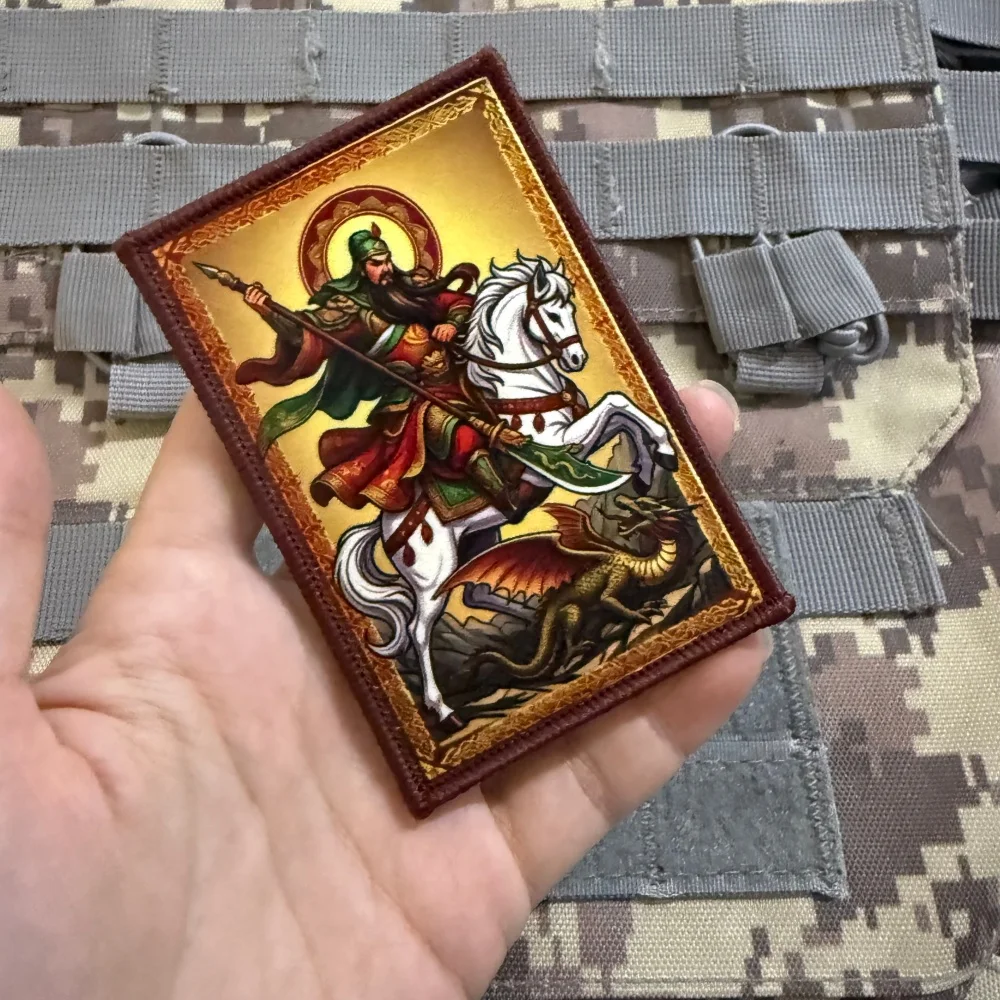 Parche táctico bordado Guan Yu – Velcro para mochila y equipo - imagen 4