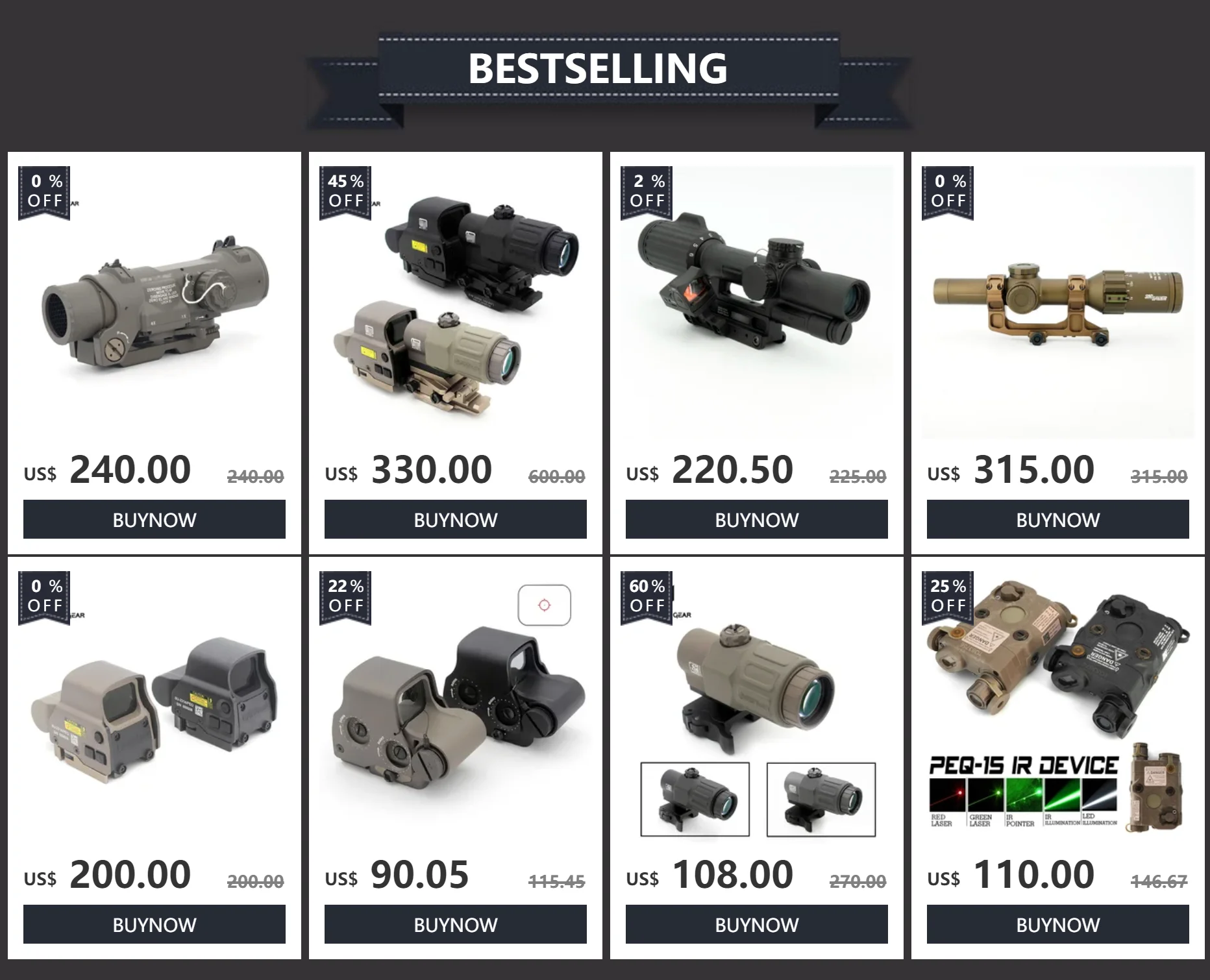 Vista frontal del botón táctico