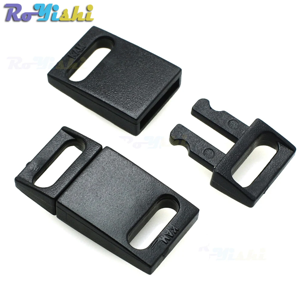 Hebilla de plástico negra para paracord y correas tácticas MOLLE