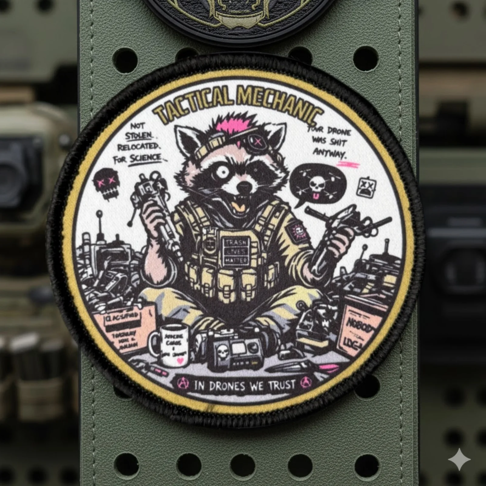 DroneTactical Parche táctico Mapache Mecánico con gancho y bucle - imagen 4