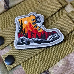 Parche bordado táctico bota senderismo montaña bosque con velcro