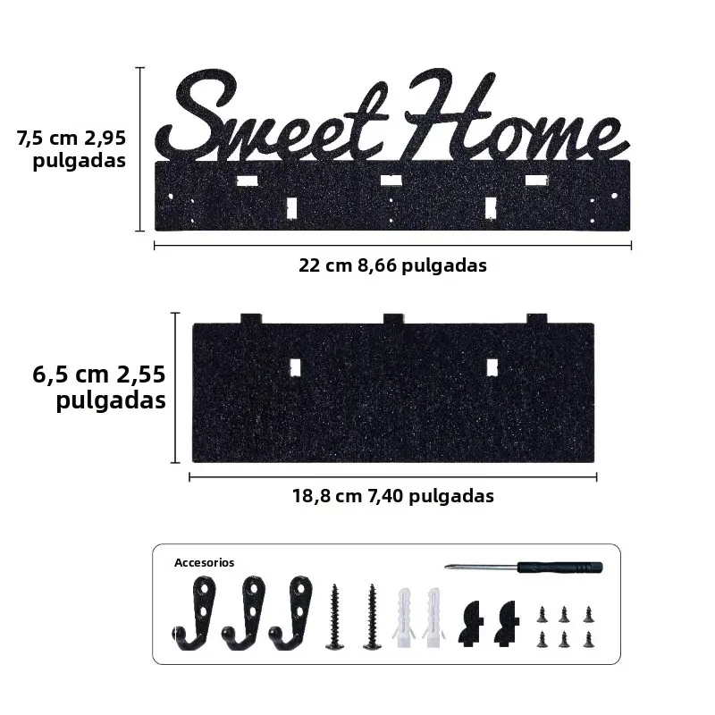 Sweet Home colgador de llaves de pared madera con perchero - imagen 3