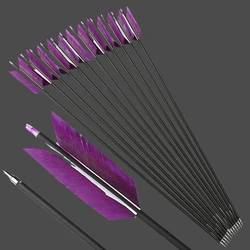Flechas de carbono con nock y pluma de pavo para arco