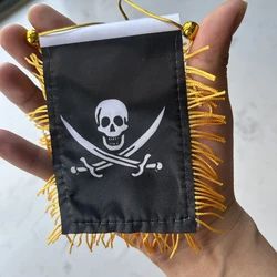 Bandera pirata para coche con calavera y cuchillo de poliéster